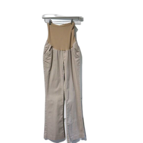 Oh Baby Maternity Khaki Boot Cut Pants - Tan Flat Front w/ Pockets Size Small - Picture 8 of 13